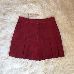 New Alice + Olivia Lee Suede Box Pleat Mini Skirt